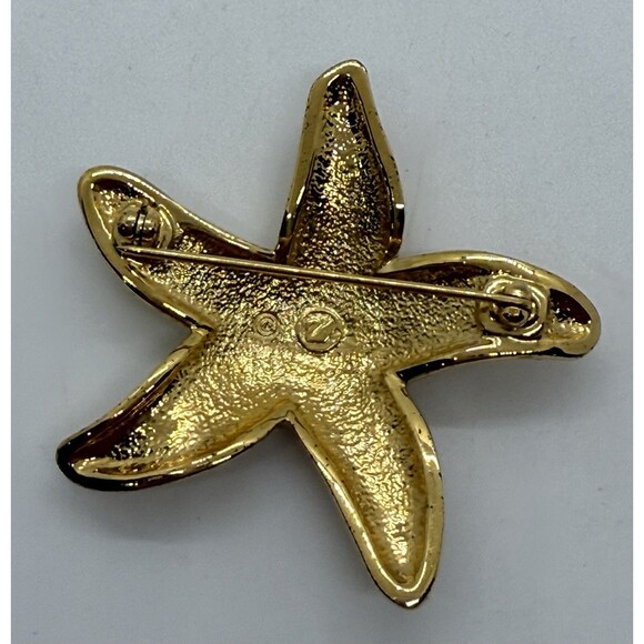 Swarovski Goldtone Starfish Brooch Pin W/ Scattered Clear Crystals Retired Rare - Picture 11 of 11